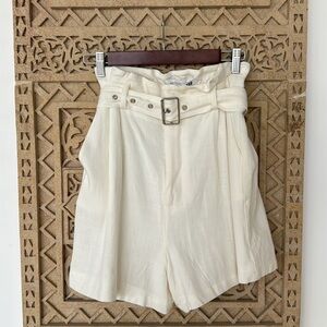 Walter Baker NEW Ivory High Waisted Belted Shorts Size Large NWT